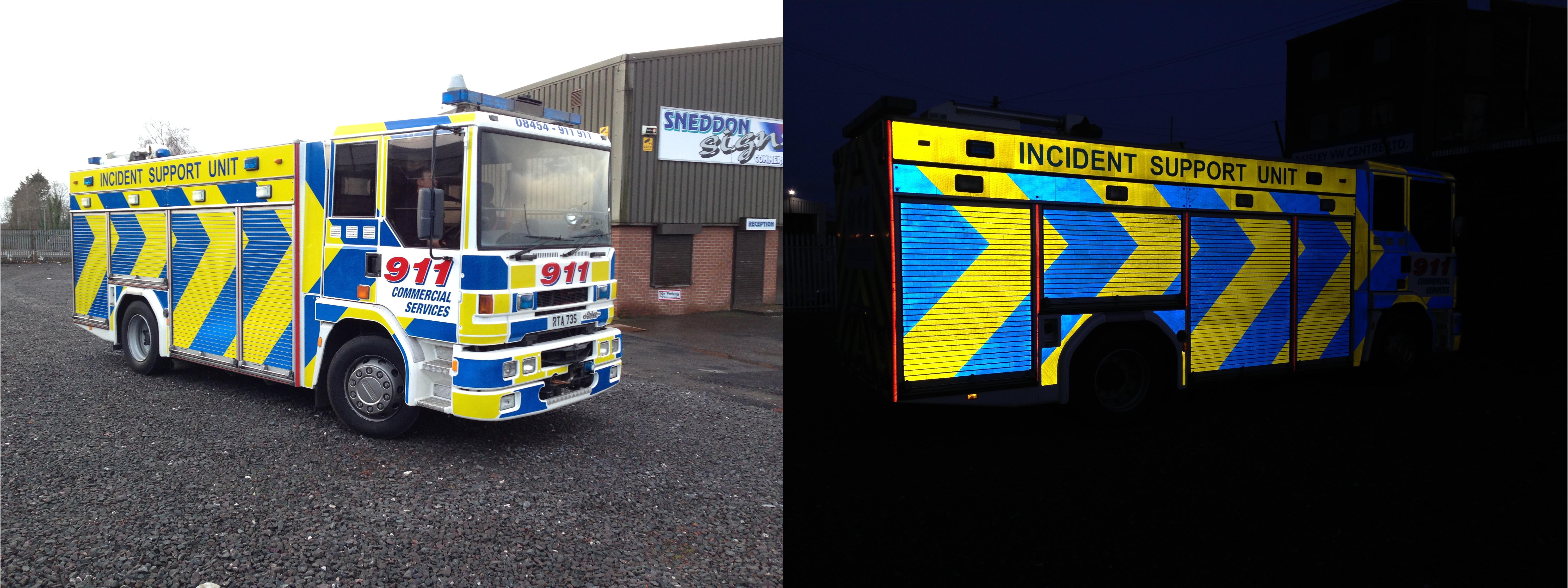 Reflective Chevron Panels  Fire Truck Chevrons in Printed Reflective Vinyl