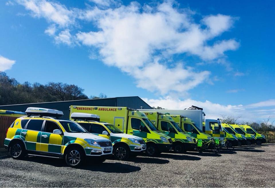 Ambulance fleet livery, including 4x4's, ambulances and command truck