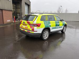 Photo of a Skoda car in ambulance livery